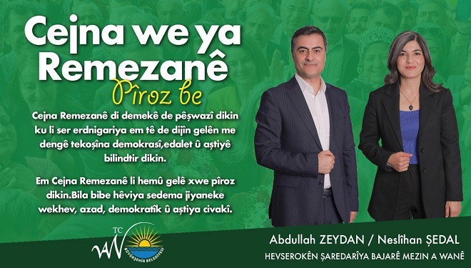 Van Büyükşehir Belediye Eşbaşkanları Zeydan ve Şedal’dan bayram mesajı