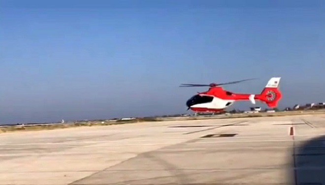 Bahçesaray'da doğum hastası kadın için ambulans helikopter havalandı