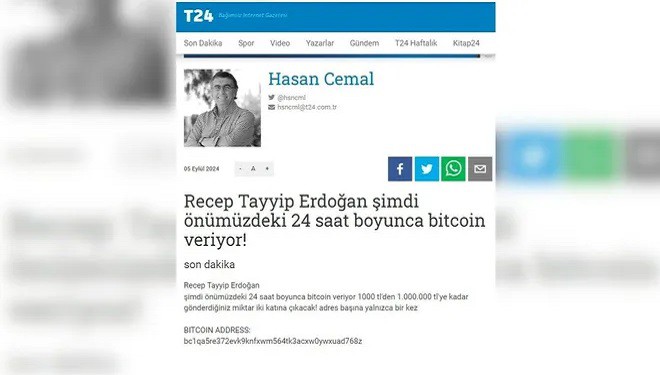 T24 hacklendi, Hasan Cemal imzalı yazı yayınlandı