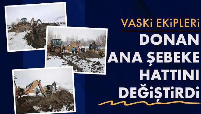 VASKİ ekipleri donan ana şebeke hattını değiştirdi